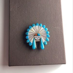 Vtg. Sterling Native Zuni Concho Belt Accessory